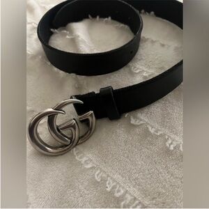 Gucci Black Belt with Silver GG Buckle